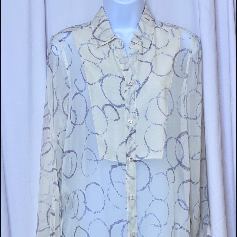 BCBGMaxAzria Cream Sheer Shirt dress